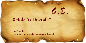 Orbán Dezső névjegykártya